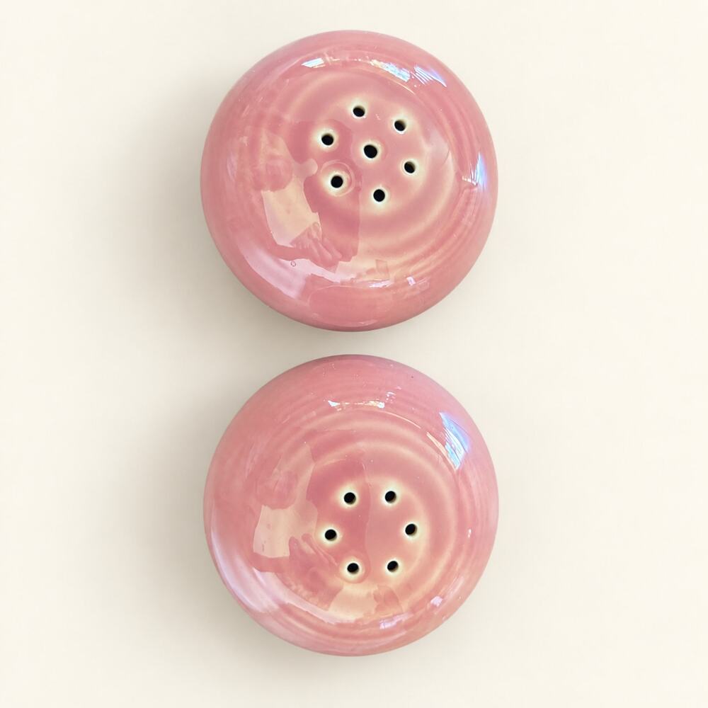 Vintage Fiesta Rose Salt and Pepper Shakers | Retired Pink Ball Shaker Set